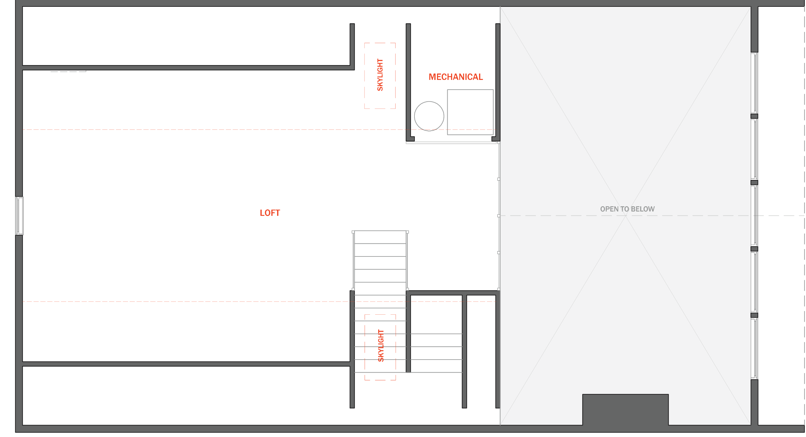 Loft plan — loft, mechanical, stair and the volume open to below