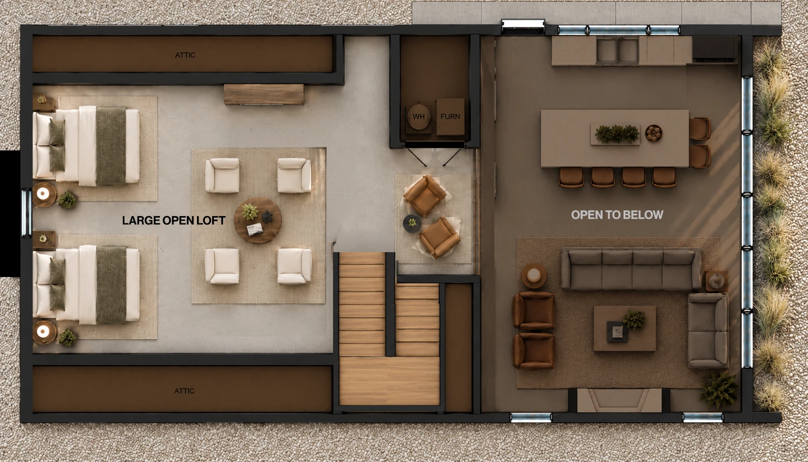 Loft plan — loft, mechanical, stair and the volume open to below